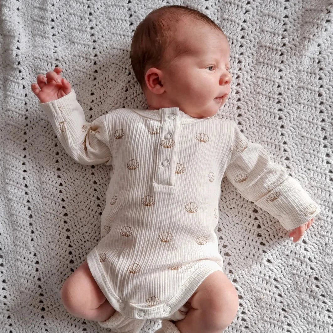 Seashell Ribbed Baby Onesie - Main Image