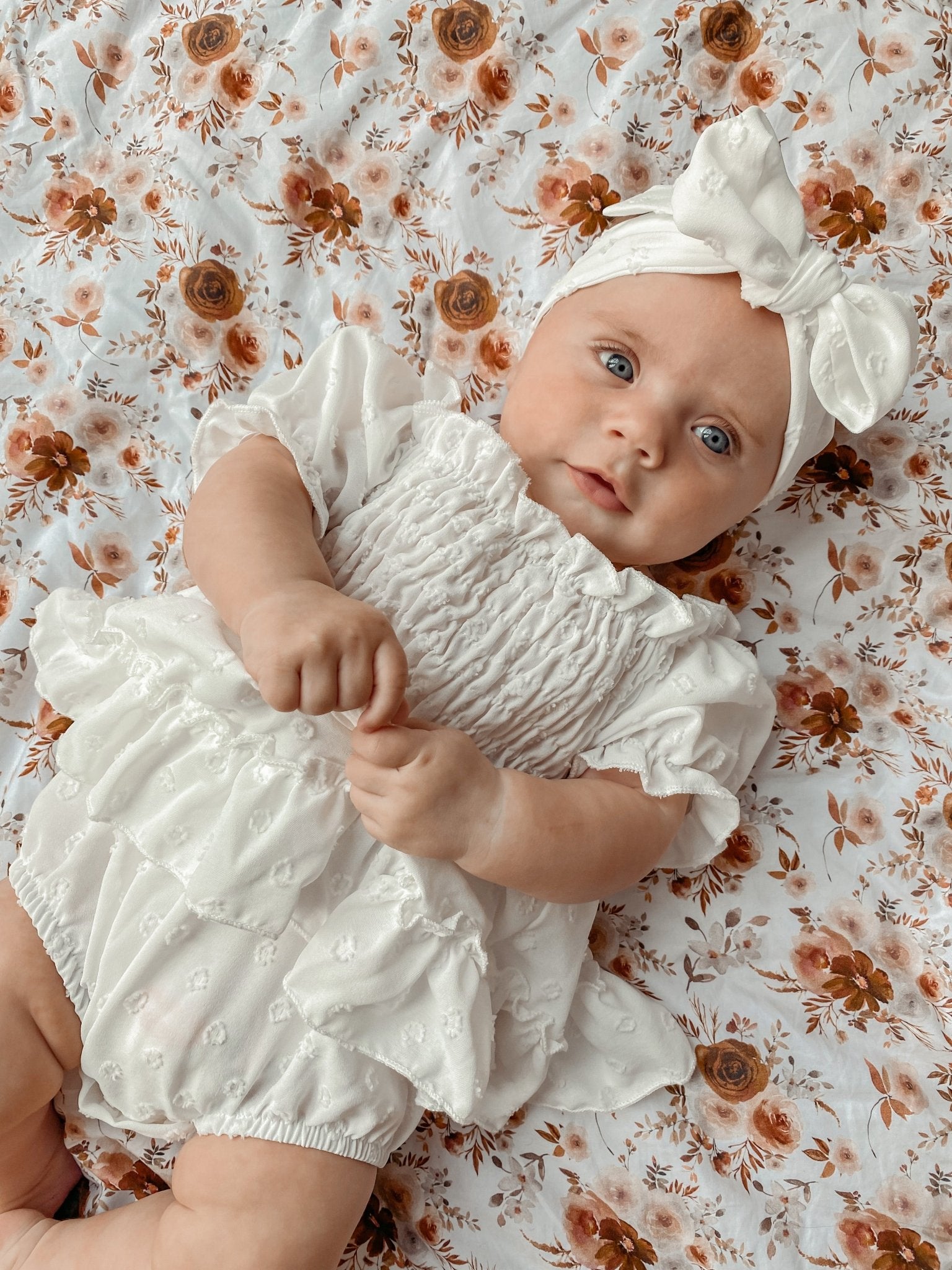 White Dot Ruffle Romper Dress