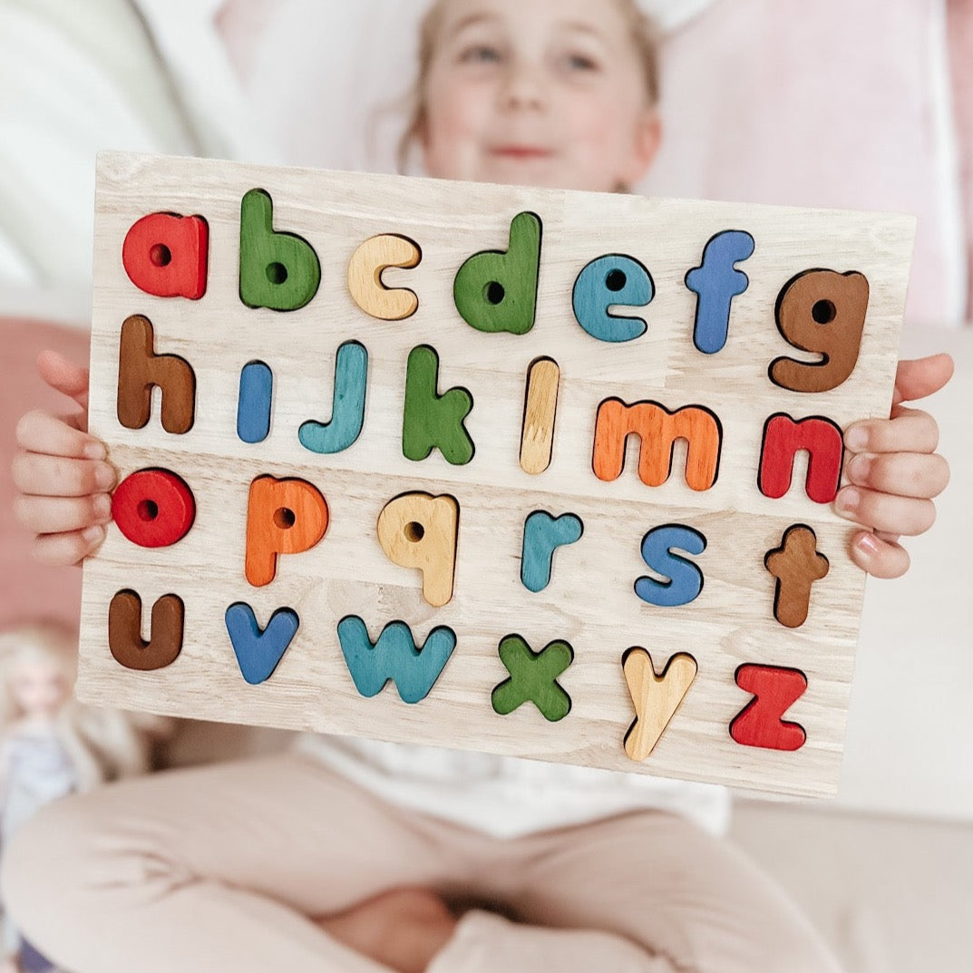 Coloured Lower Case Letter Wooden Puzzle QToys
