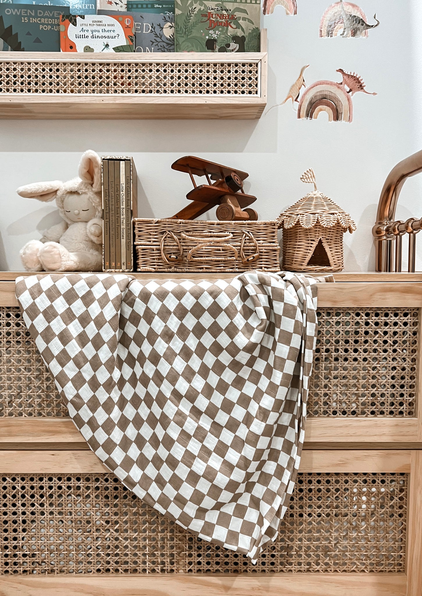 Brown Checkered Baby Muslin Blanket