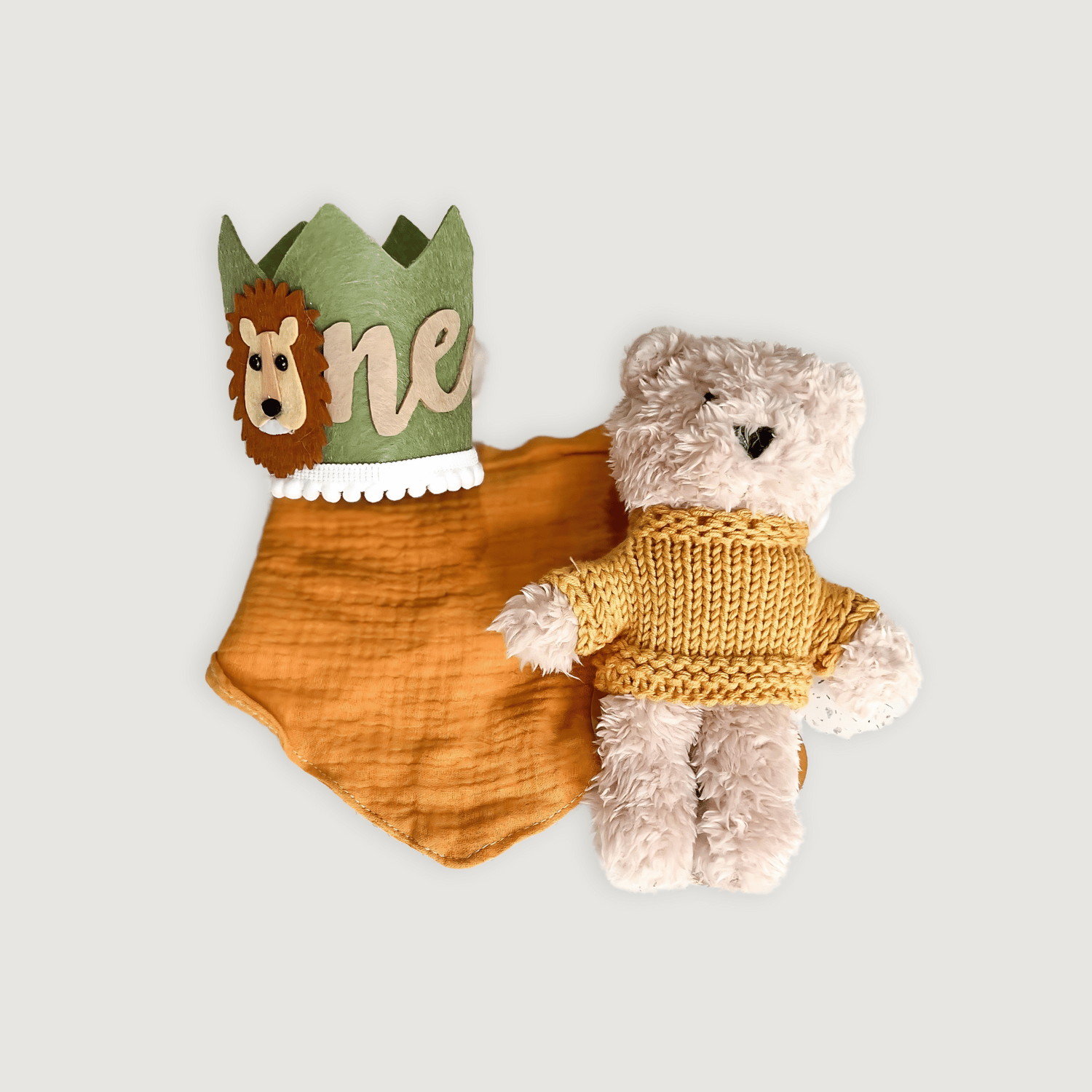 1st Birthday Lion Crown Gift Set - Taj + Tommy